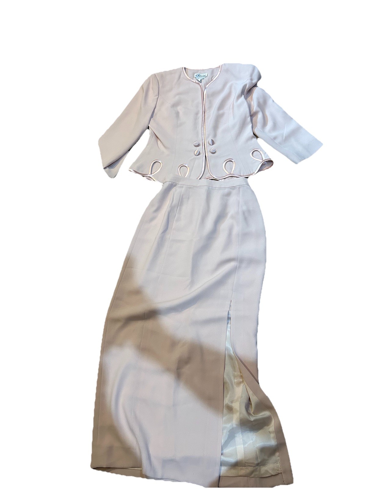 Vintage Rimini SAKS FIFTH AVENUE WOM SZ10 Soft Pink Jacket/Skirt 2PC -Long Skirt