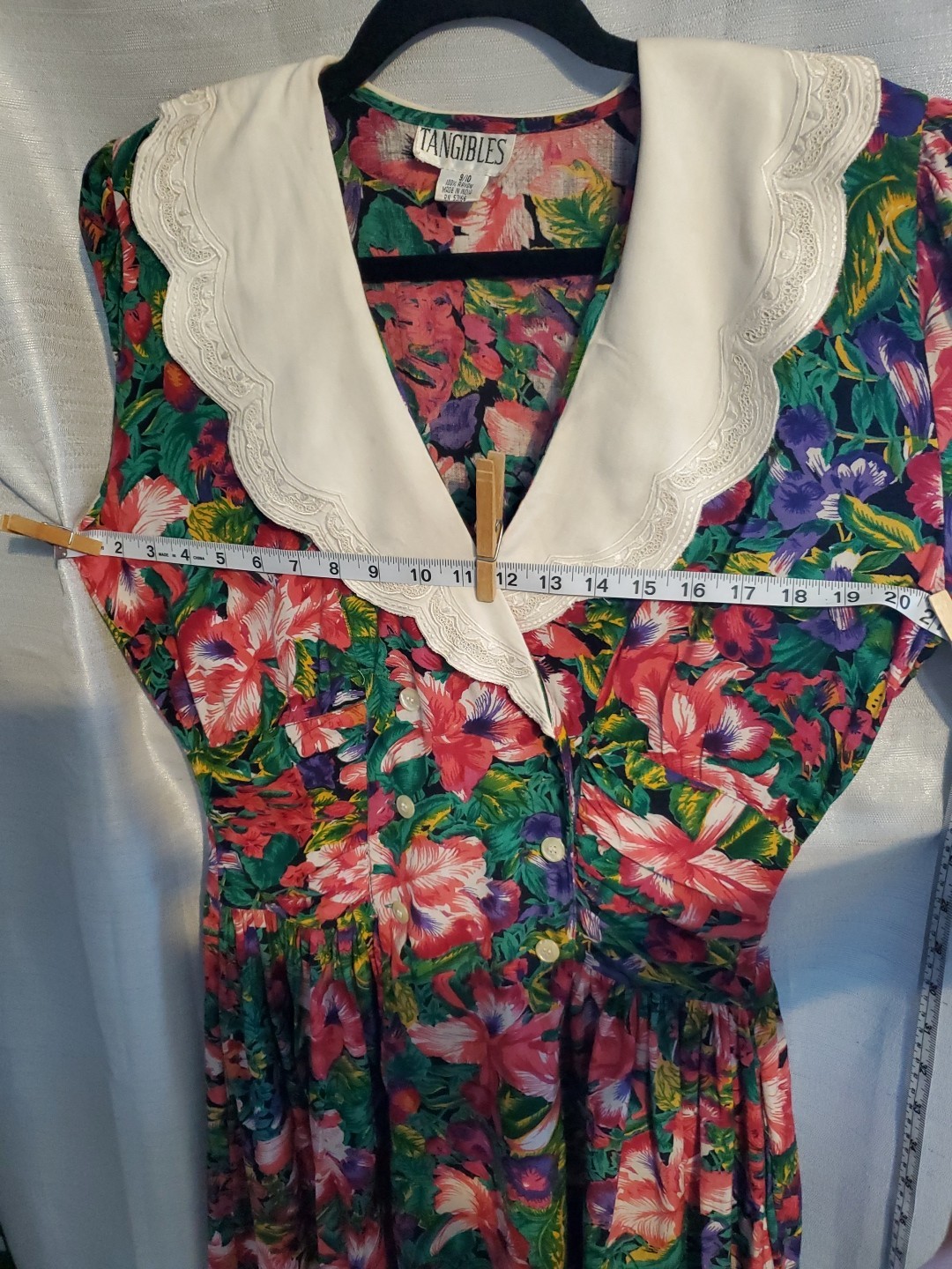 Vintage 80s Sz 9 Cottagecore Floral Puff Sleeve Victorian Tea Dress