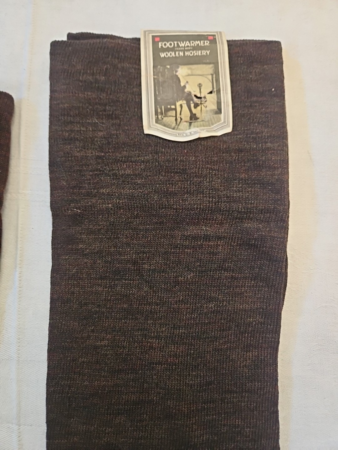 3 Pairs 1920s NOS Vintage Hosiery Stockings Cotton Wool Thigh High Brown