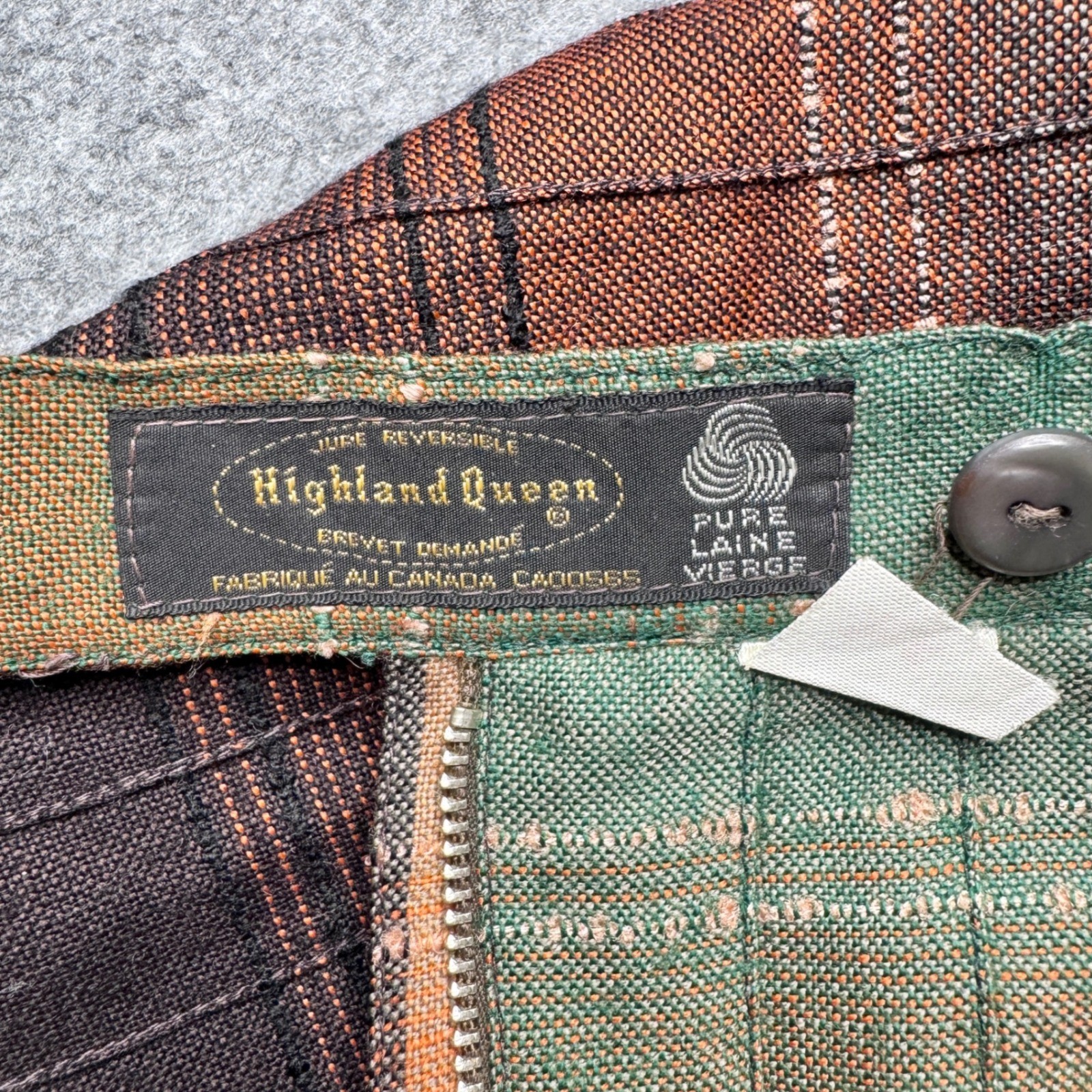 Highland Queen Vintage Reversible Wool Pleated Skirt Rust Green Striped Midi 12