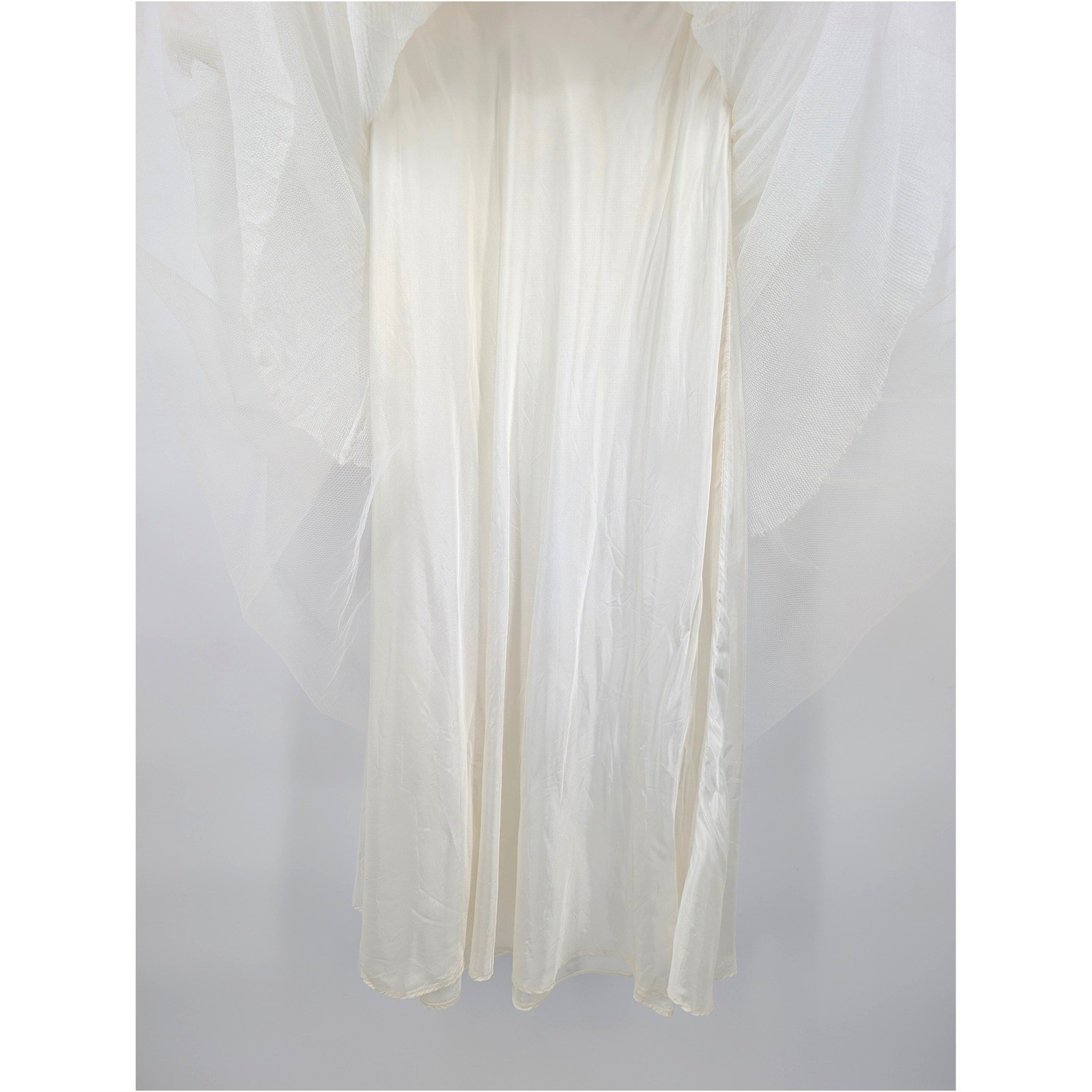 Vintage White Strapless Tulle Party Dress Detachable Shawl Fit & Flare Bridal XS