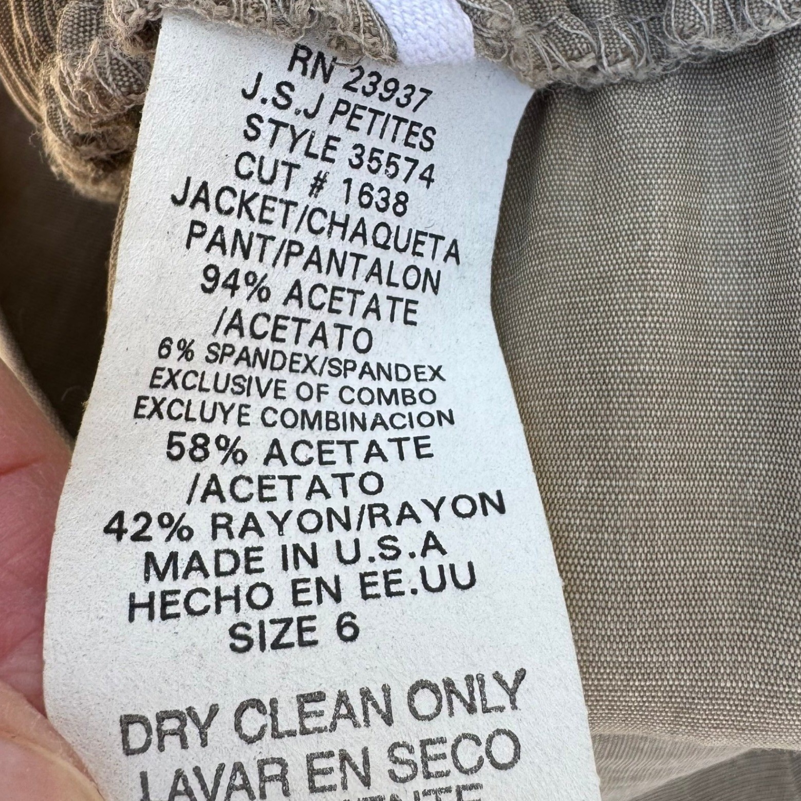JSJ Petites Vintage 90s Mixed Media Pant Set Tan Striped Minimalist Officecore S