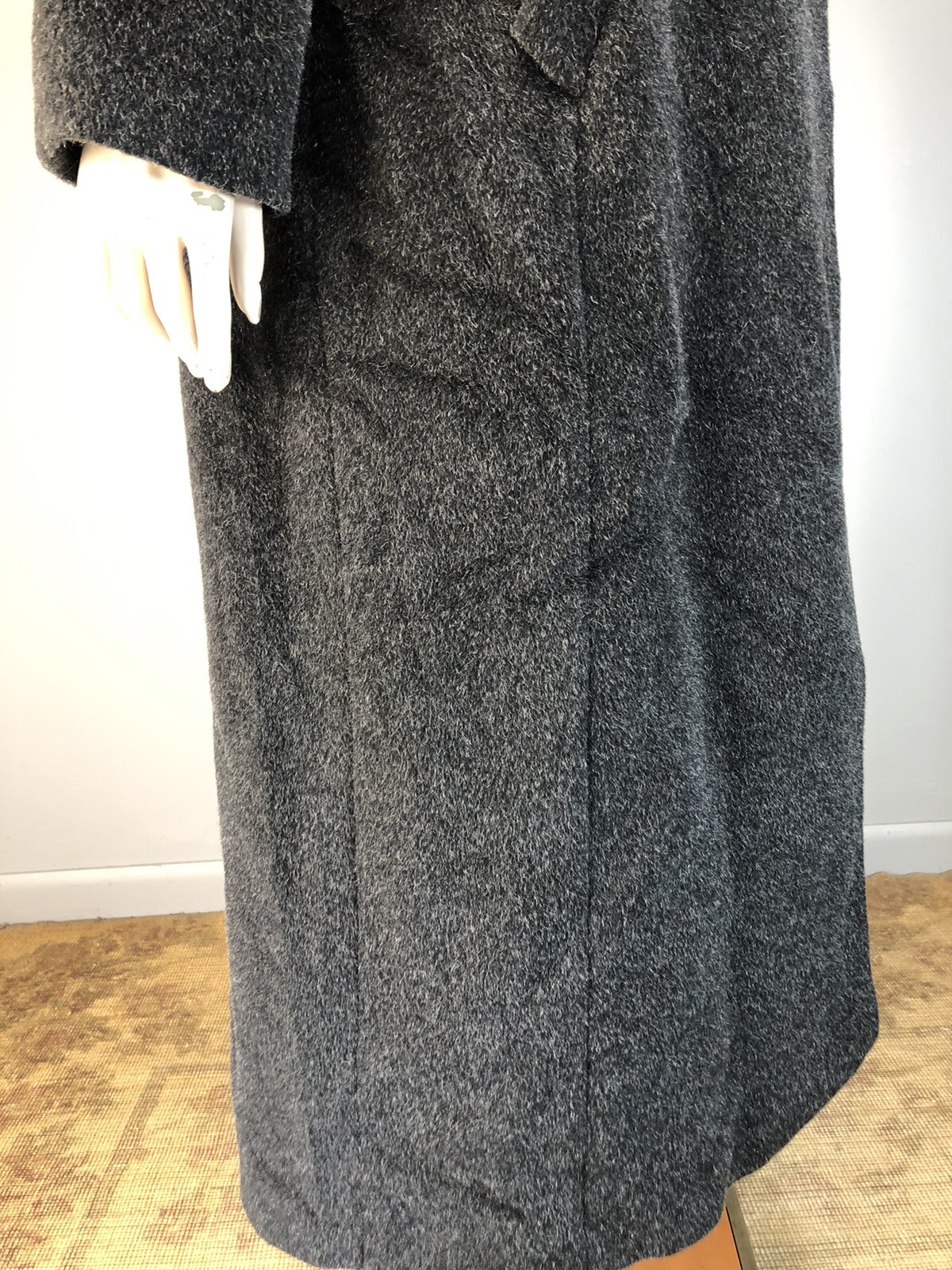 Vintage 90s Coat Wool Mohair Salt Pepper Heather Long Opera Anne Klein 14 L nwot