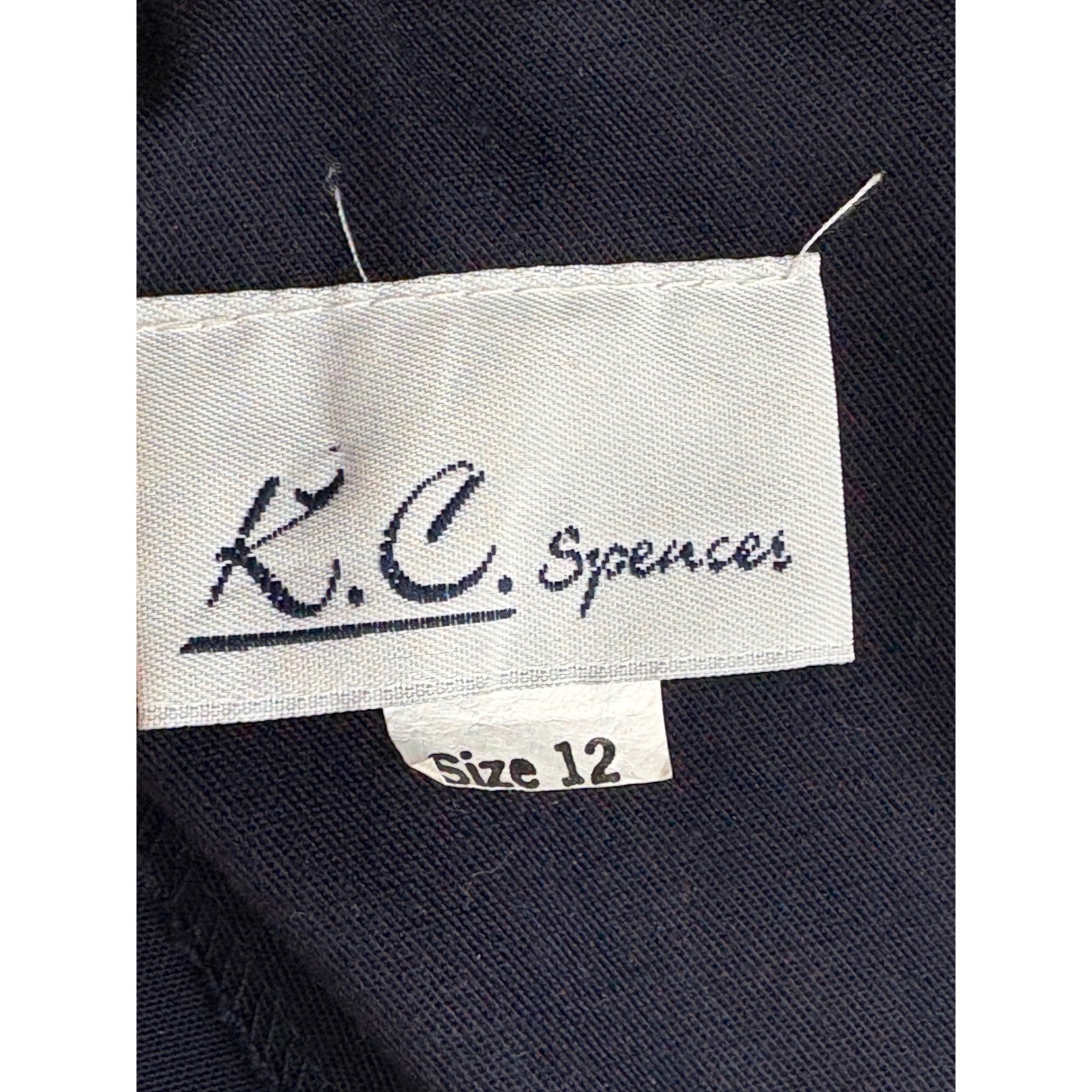 K.C. Spencer Vintage 2-Piece Dress Set Navy Abstract Gold 100% Rayon Size 12
