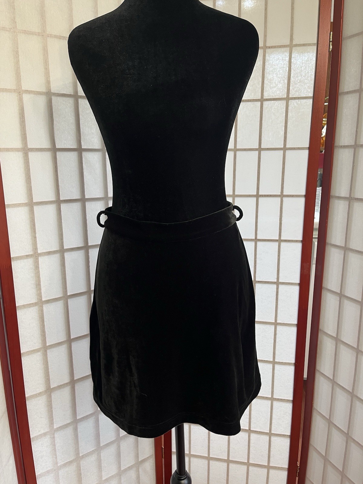 Vintage Goth emo coquette 1990s black velvet miniskirt XS