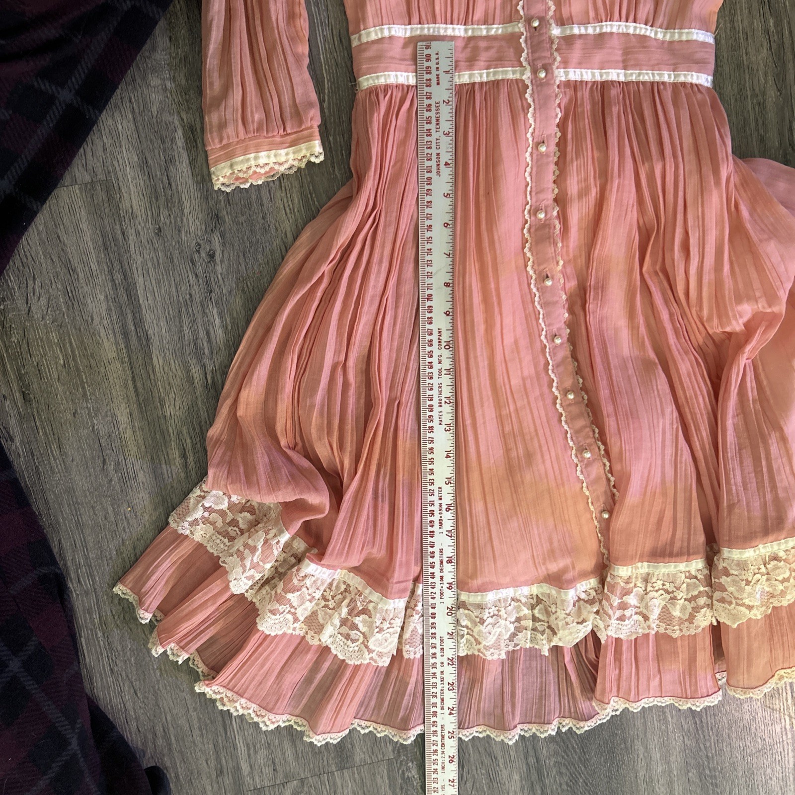 1970s Gunne Sax Pink Prarie Dress Size XS 10 Victorian Revival Country Western