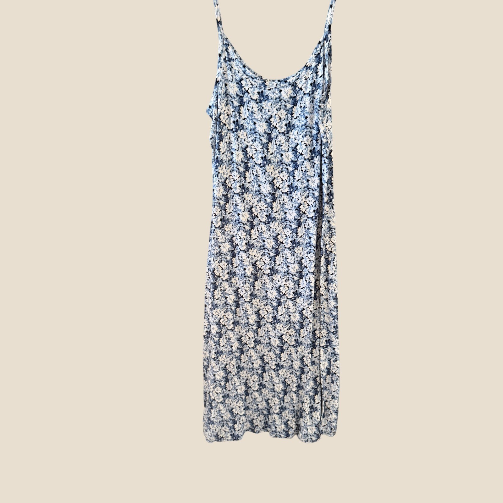 Lew Magram Vintage Cottage Blue Floral Slip Midi Dress Womens 08 Vintage USA