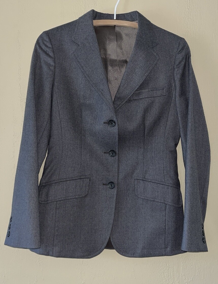 Vintage Charcoal Gray 100% Wool Skirt Suit Fully Lined Size 8 Circa 1980