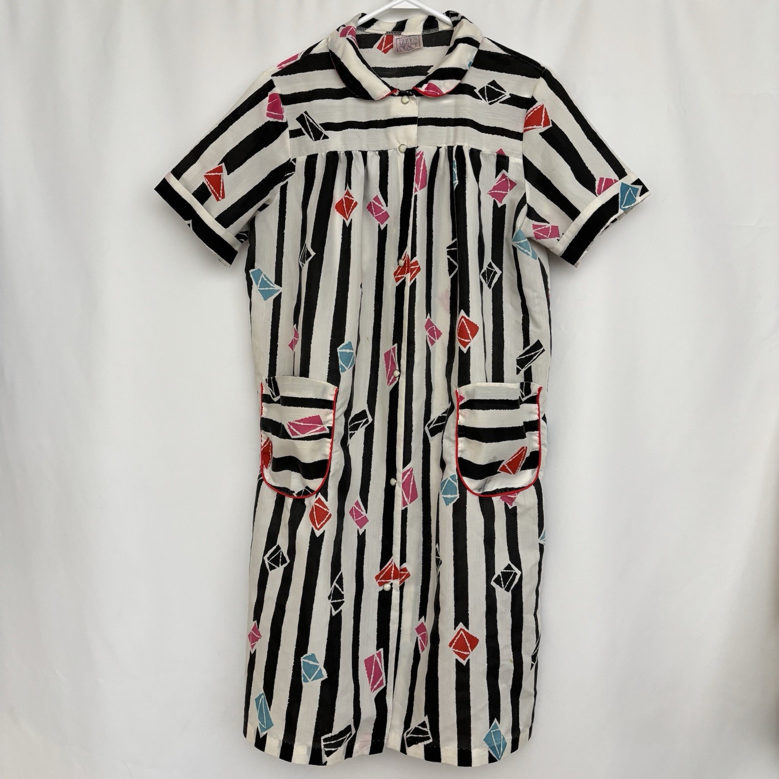 VTG Izzy’s Place Black & White House Dress Funky Western Pockets Rodeo 60s