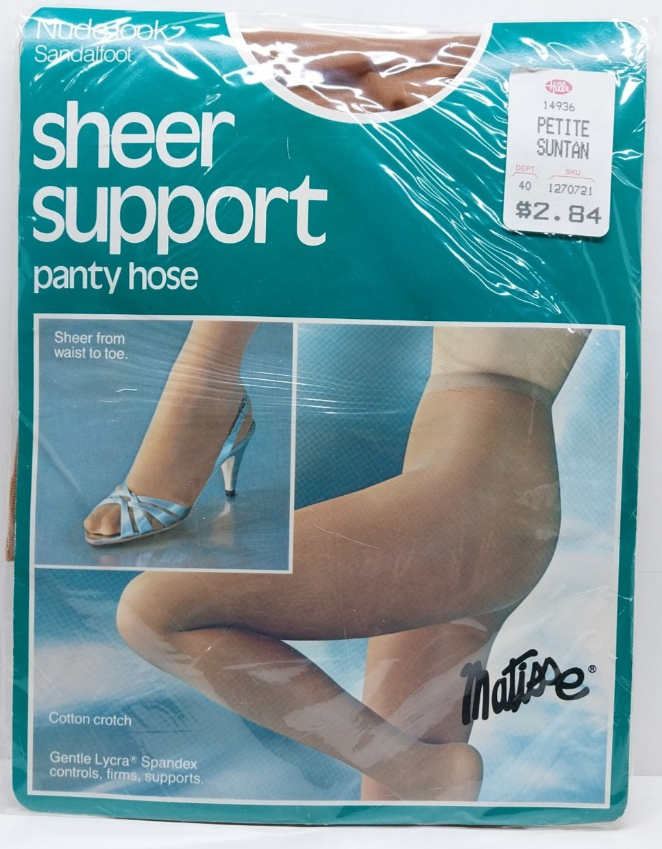 Vintage Mattisse Sheer Support Panty Hose NUDE / Sandalfoot Size Small / Petite