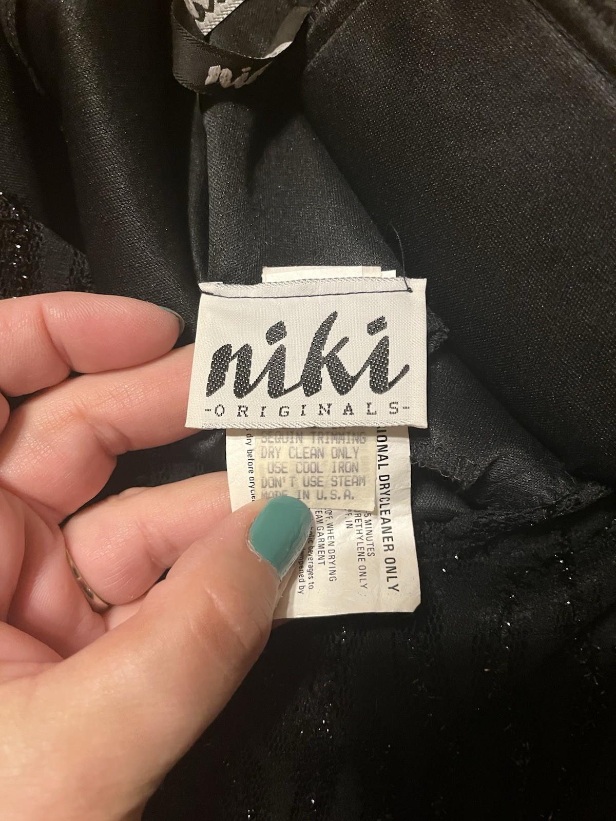 Vtg 80s 90s Niki Originals Dress 10 Medium Black Cocktail Party Sparkle