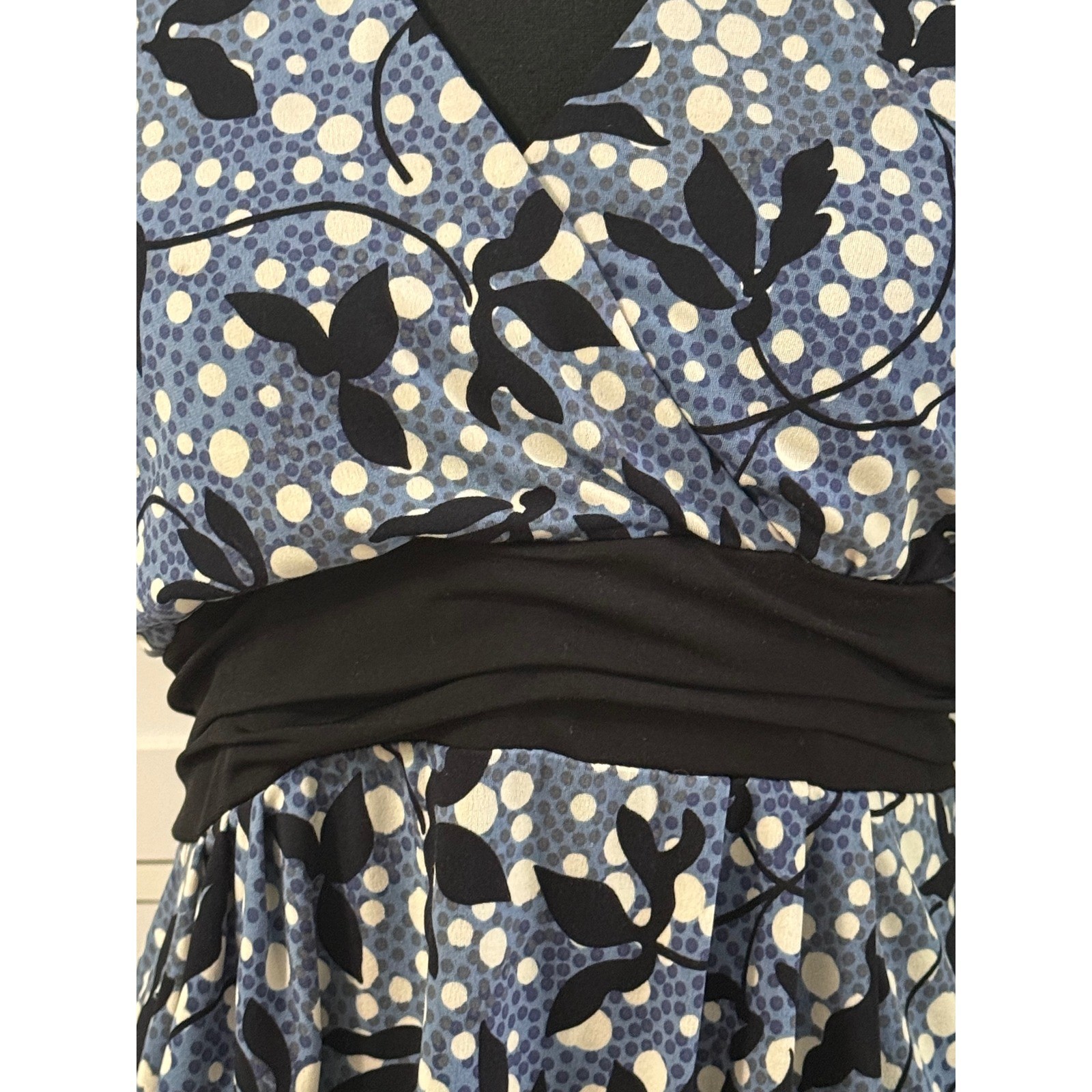 Vol 1 Y2K Blue Babydoll Top Tie Back Flutter Sleeve V Surplice Neckline SZ L?