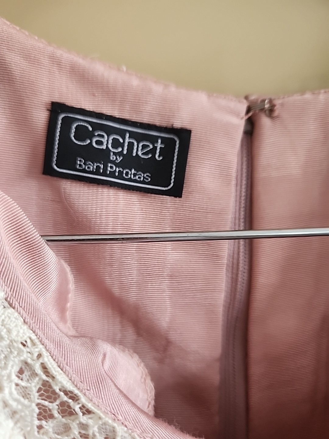 Vintage Cachet by Bari Protas Pink Puff Sleeve Lace Trim Dress PrairieCottagecor