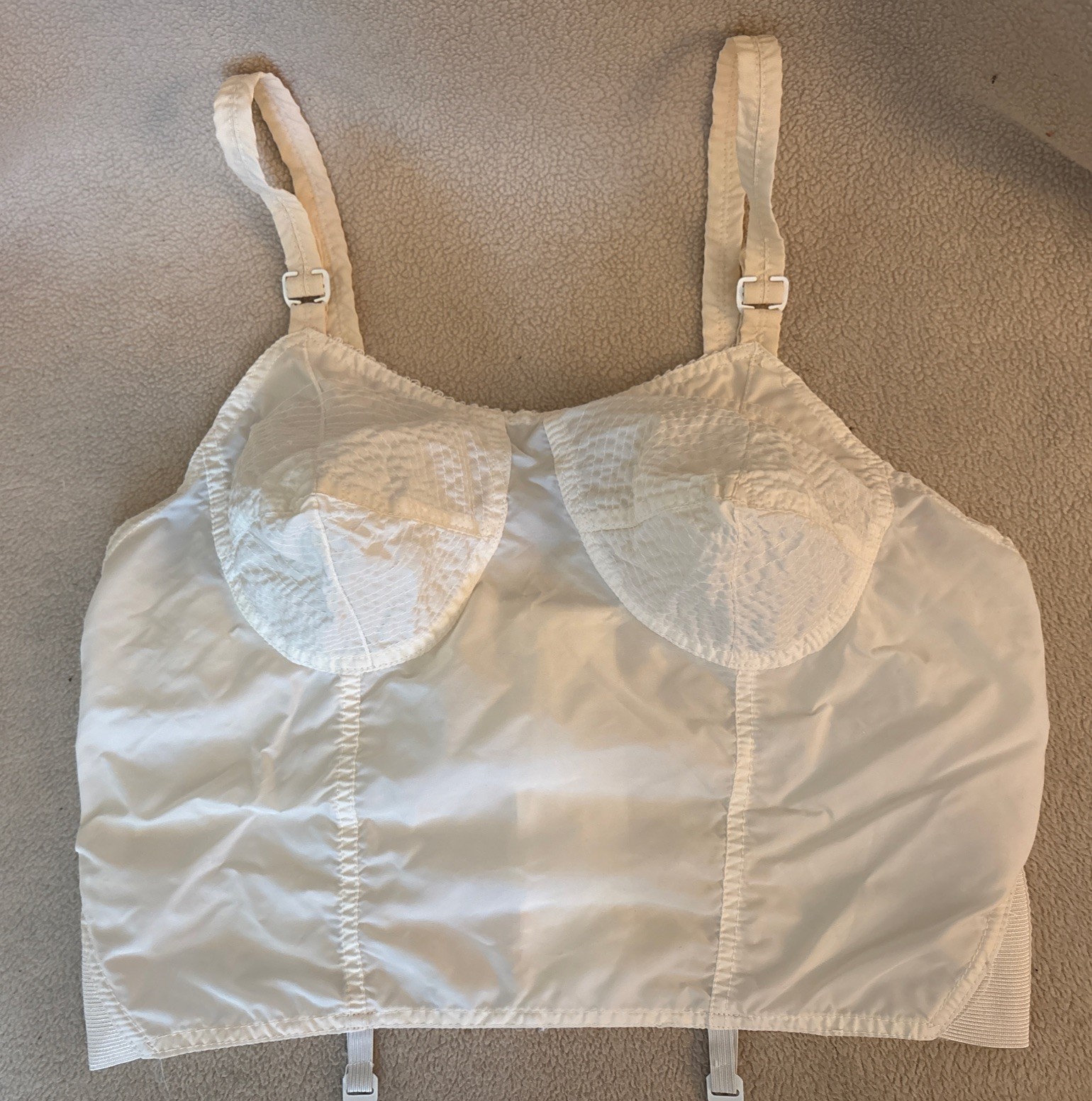 Vintage 1950’s Long Line Bullet Bra Corset Bustier w/Garter Hooks 28C??