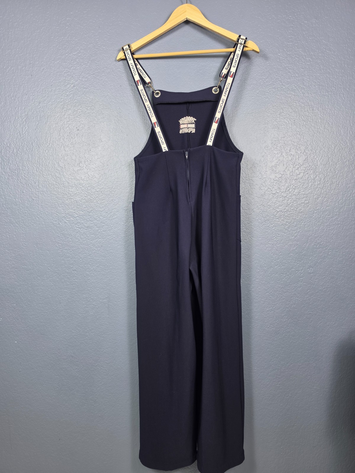Vintage 90s Tommy Sports Bootleg Overalls Jumpsuit Clover Spellout Straps