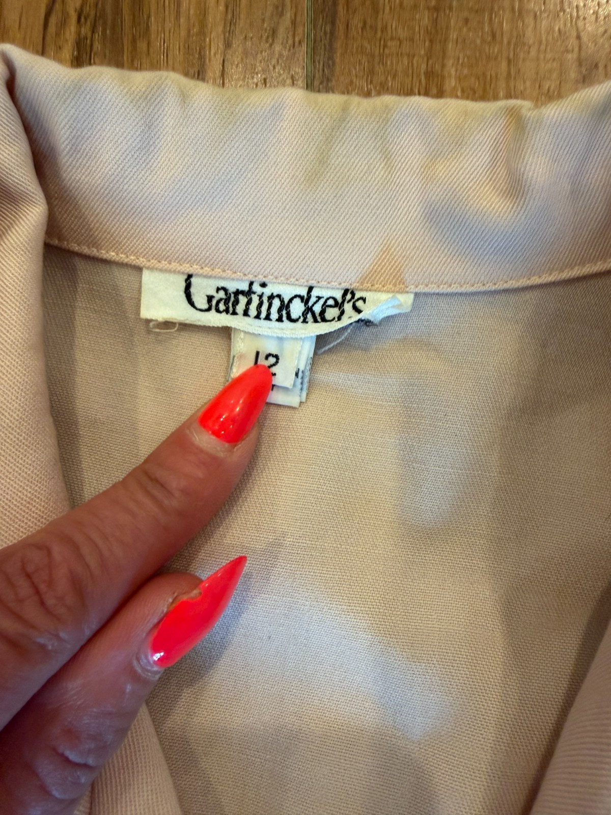 🤍 Vintage 80s Garfinckel’s Blush Safari Wrap Shirt Dress Working Girl USA M/L