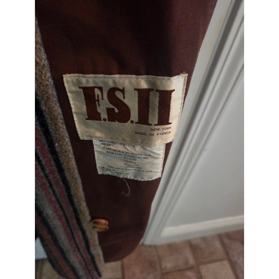 F.S. Ii Vintage Womens Brown Hooded Trench Coat Belted Size 9 Made in Korea