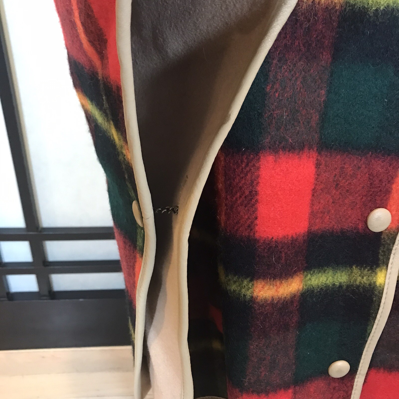 Vtg Raincheetahs Naman Poncho Coat Reversible Union Made MOTH DAMAGE L XL