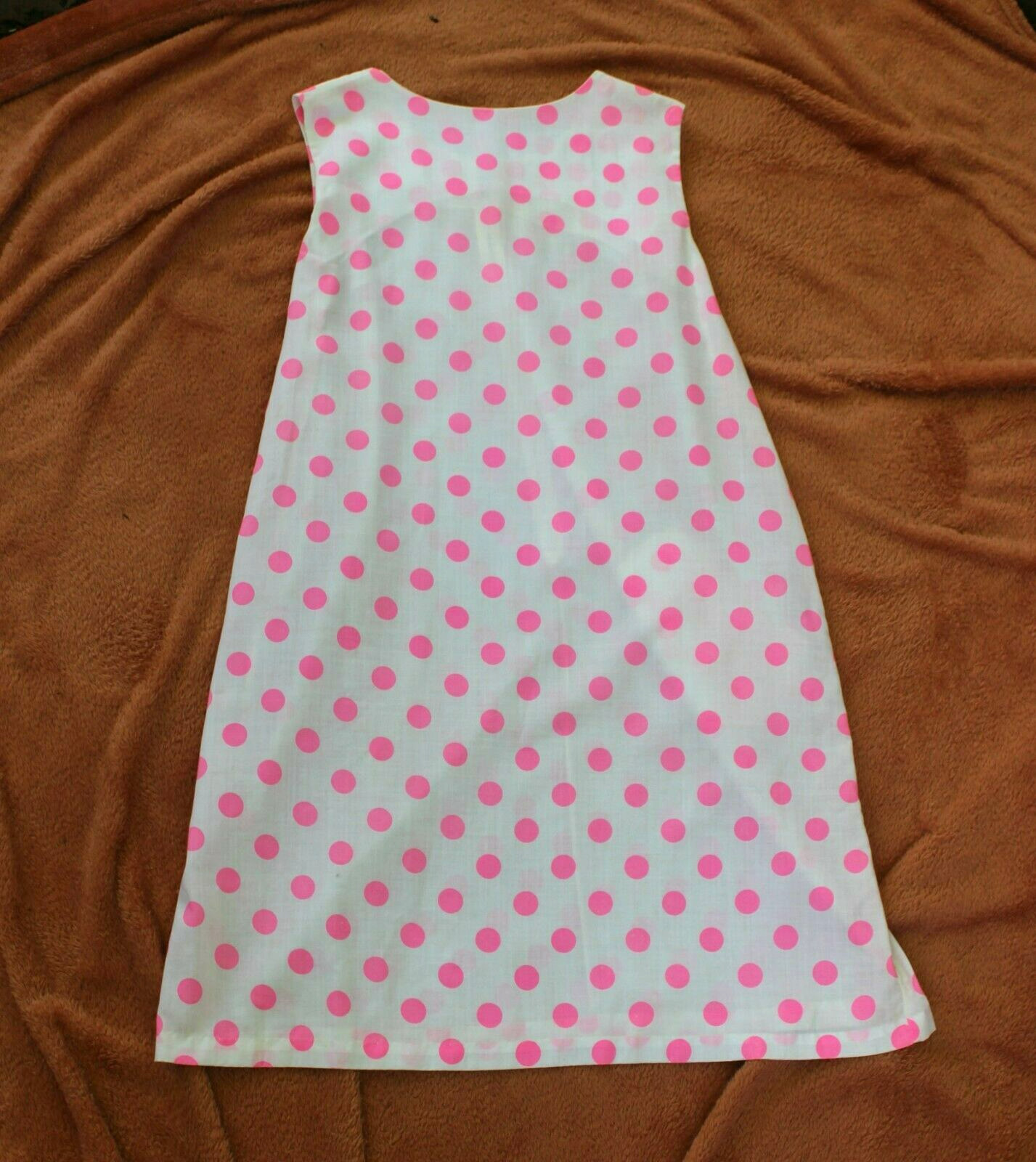 Vintage 1960’s White w Pink Polka Dots Housedress Dress Bust 40