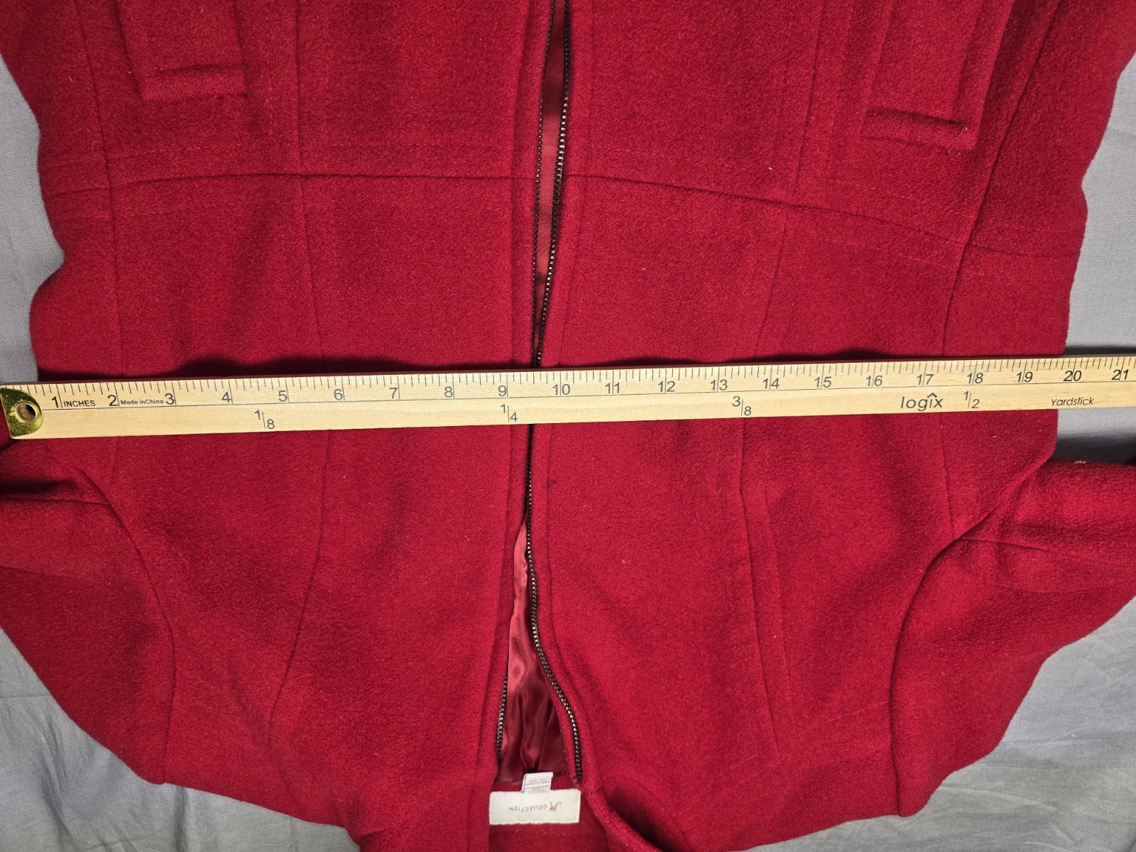 Vintage Red Wool Hooded Blazer Jacket Satin Lined Classic Dressy 90s Medium