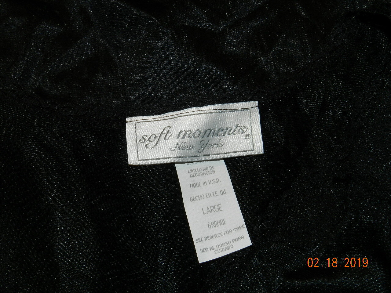 Vtg Soft Moments Nightgown Womens Large Black Satin Lace