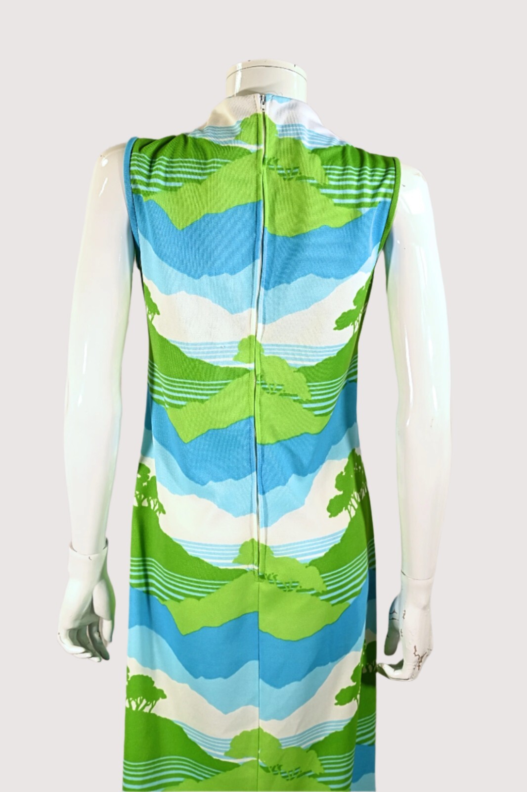 Vintage Maxi Dress Trees/Nature/Novelty Print, Bohemian Hippie Dress S
