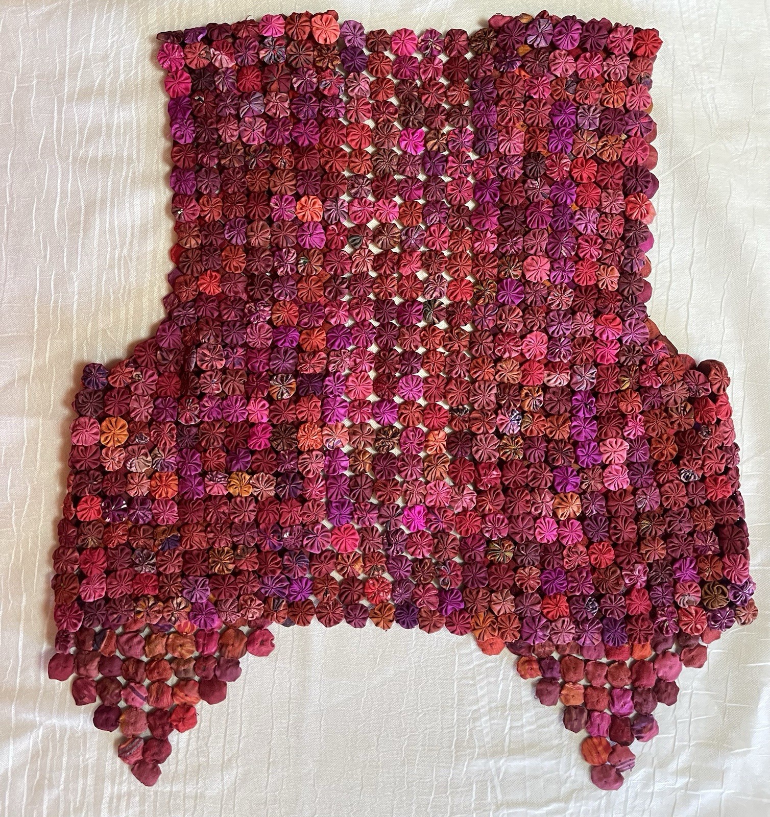 Vintage Art To Wear O/S Beautiful 1″ Yo-Yo Handmade Multicolor Cotton Vest, EUC