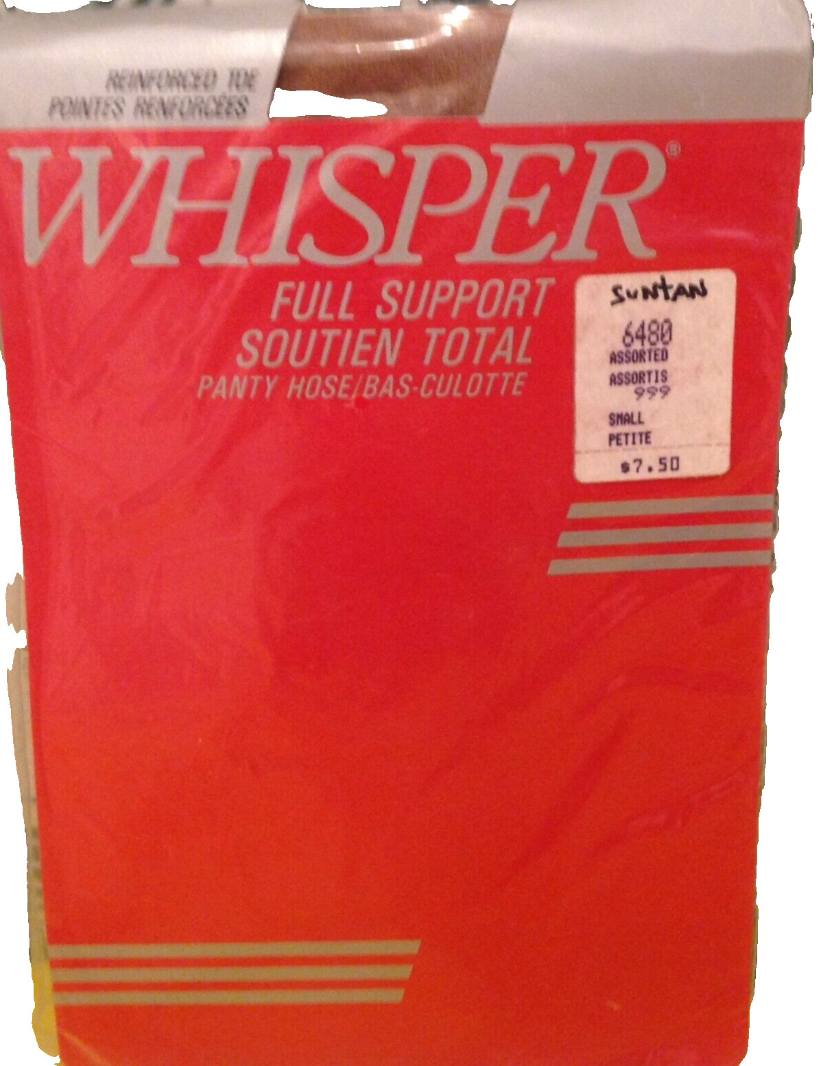 Vintage Pantyhose Whisper Full Support Color Suntan Size Small B002A