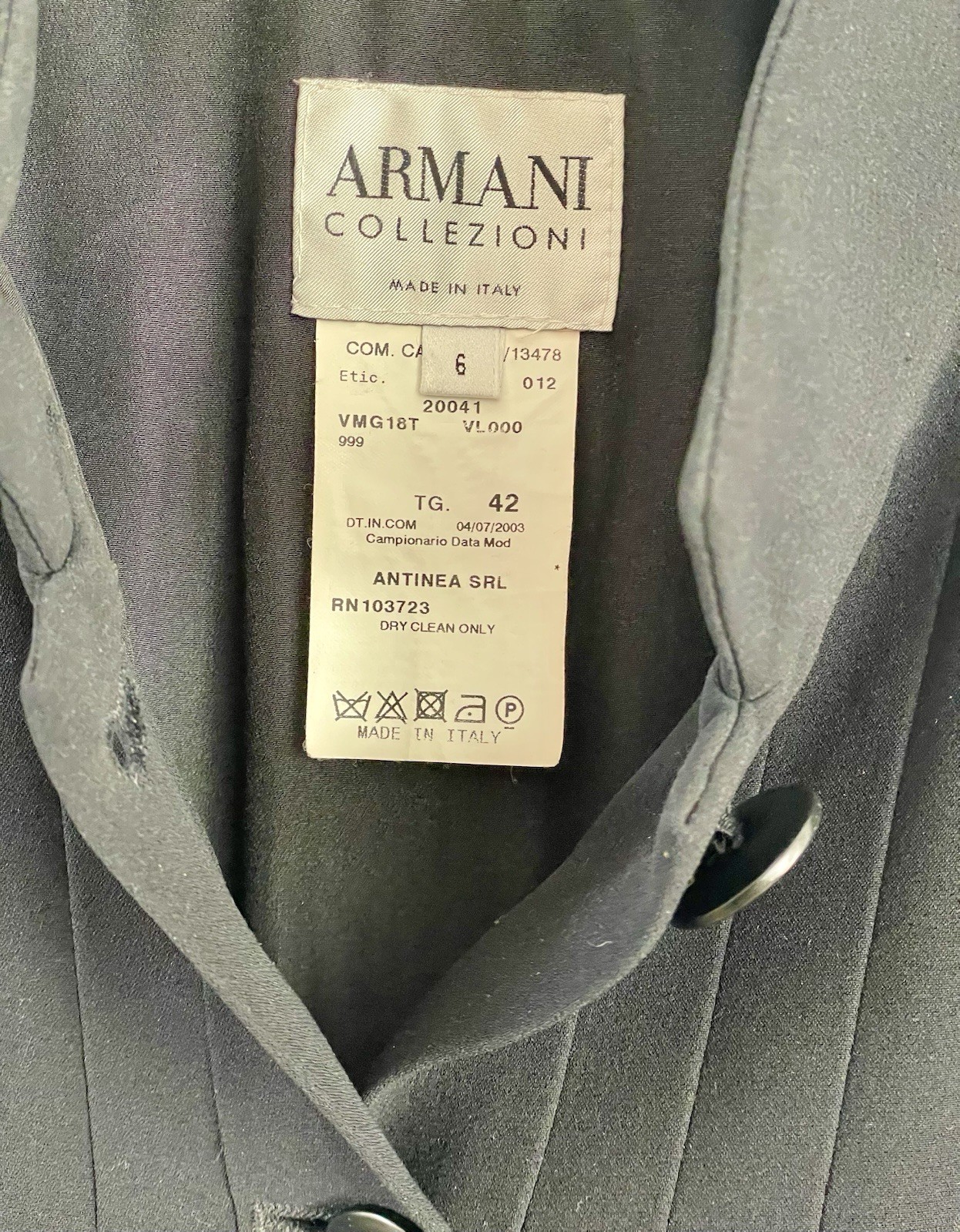 Vintage Giorgio Armani Le Collezioni black Silk Cady Cropped Jk Sz6 Madein Italy