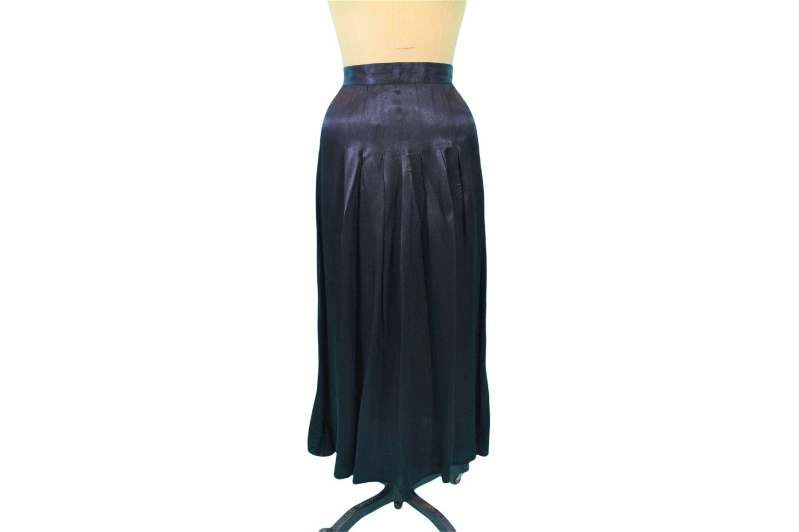 Vintage 1970s Black Satin Skirt Mrs H Winter Henri Bendel W 23″