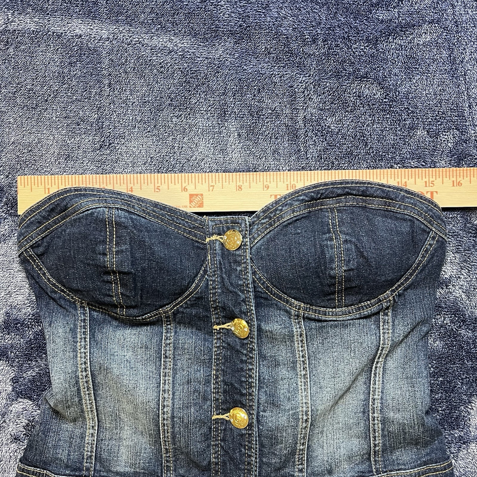 Vintage RARE Baby Phat Denim Corset Dress w/ Scarf Belt Blue Jean Bustier L