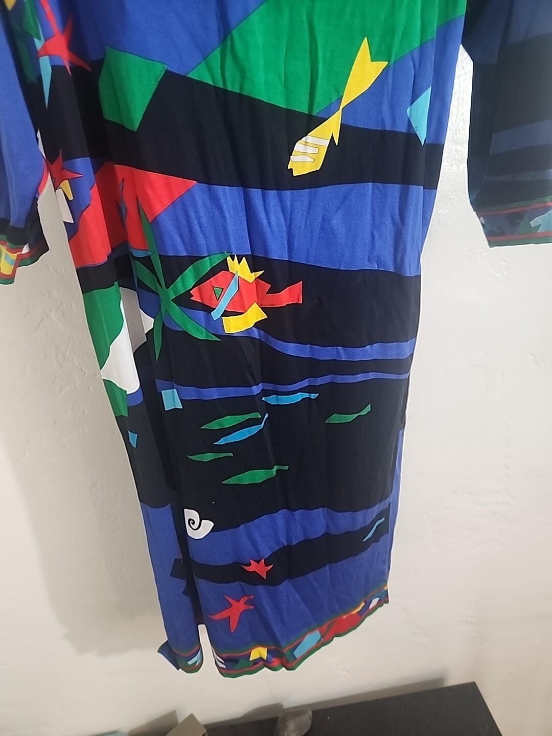 vintage leonard dress 1980’s vibrant multi color abstract print large ? italy