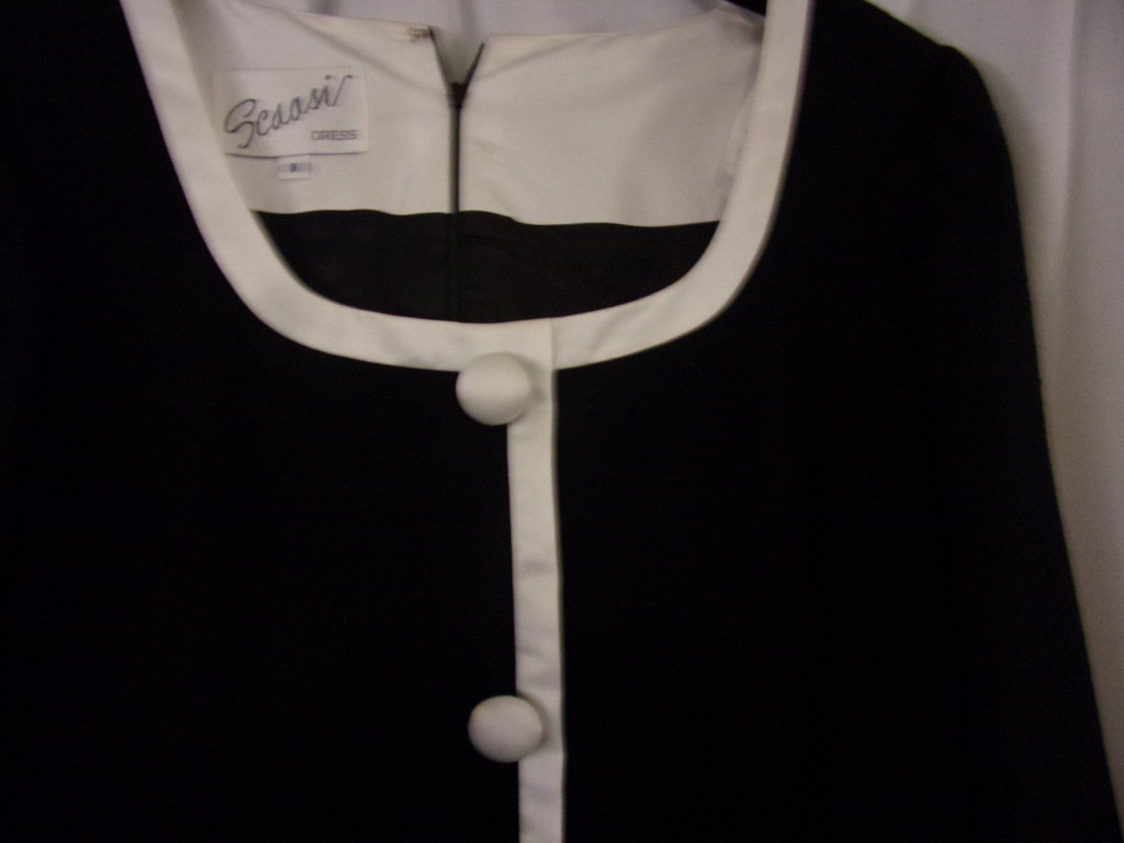 Vintage Arnold Scaasi Dress Black & White Trim Skirt Suit 8 Classic Elegant