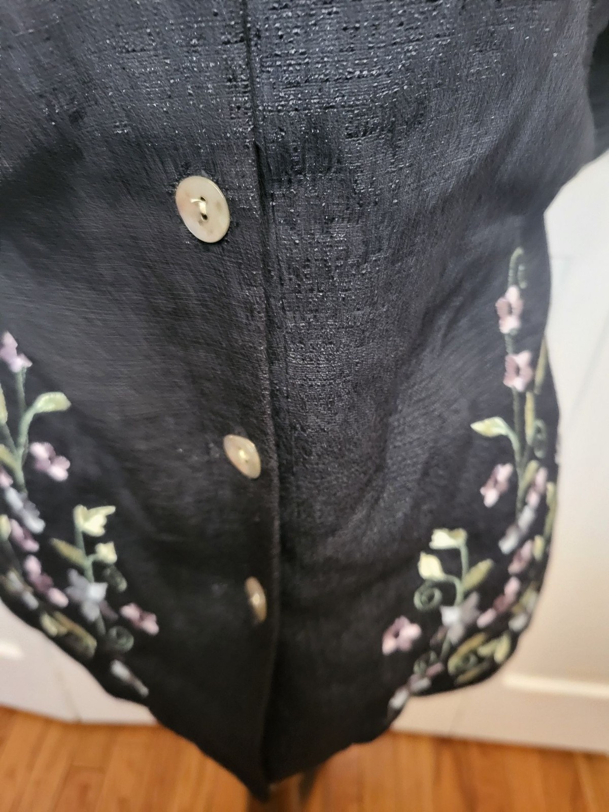 Studio 1 Vintage 90s Black Embroidered Button Up 16 Dark Cottage Whimsygoth