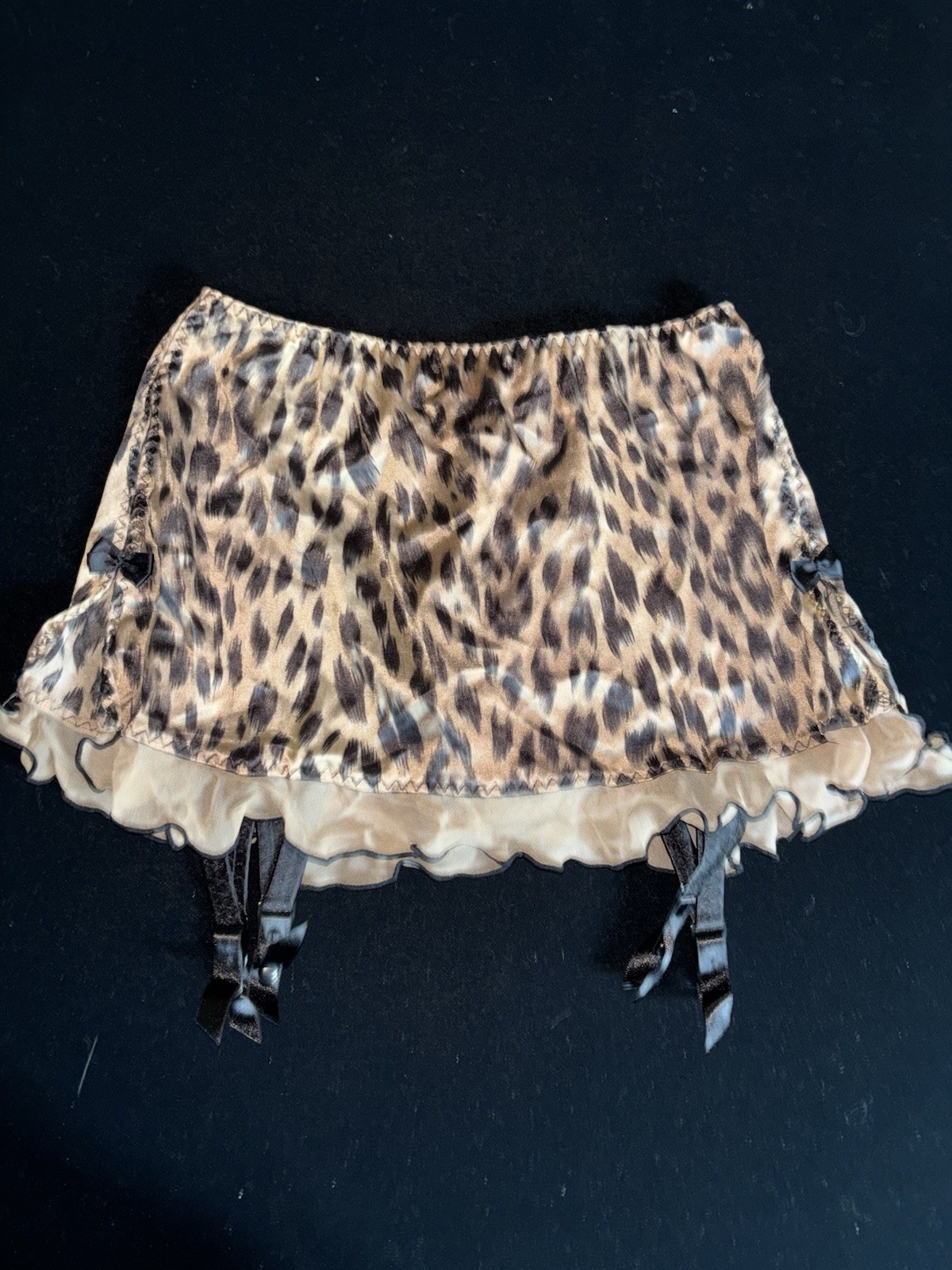 Vintage Victoria’s Secret Second Skin Satin Garter Thong Sissy Skirt M NWT