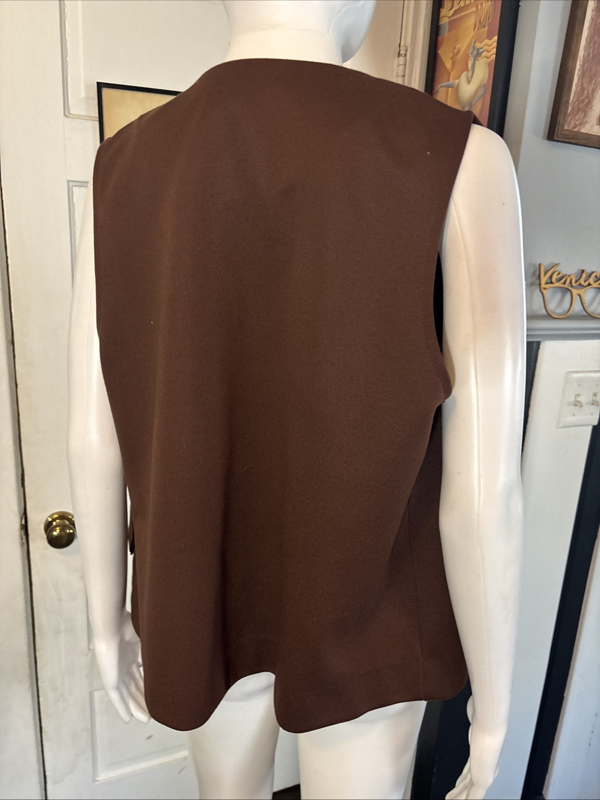 VTG 70s DEVON Women’s Brown Vest Size 12 Union USA Made Retro Disco Hippie