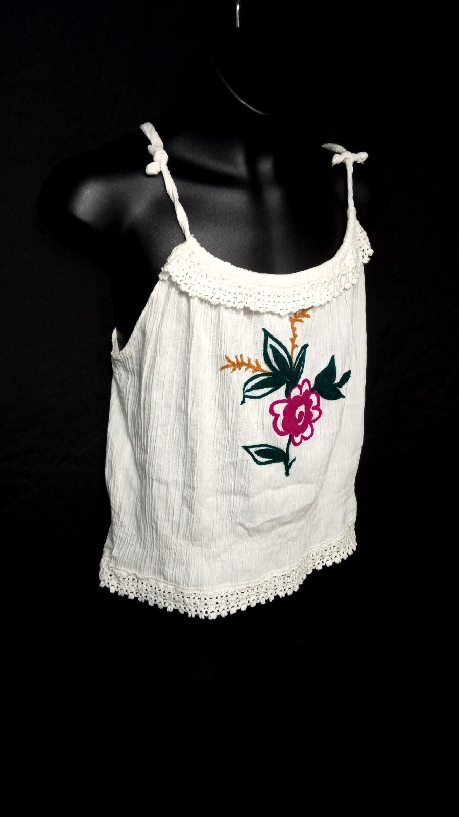 Mediterranean VTG Embroidered Floral & Fringes Women’s Outfit skirt top scarf