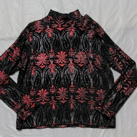 1849 Authentic Ranchwear Vtg Glitter Floral Whimsygoth Long Sleeve Western Shirt