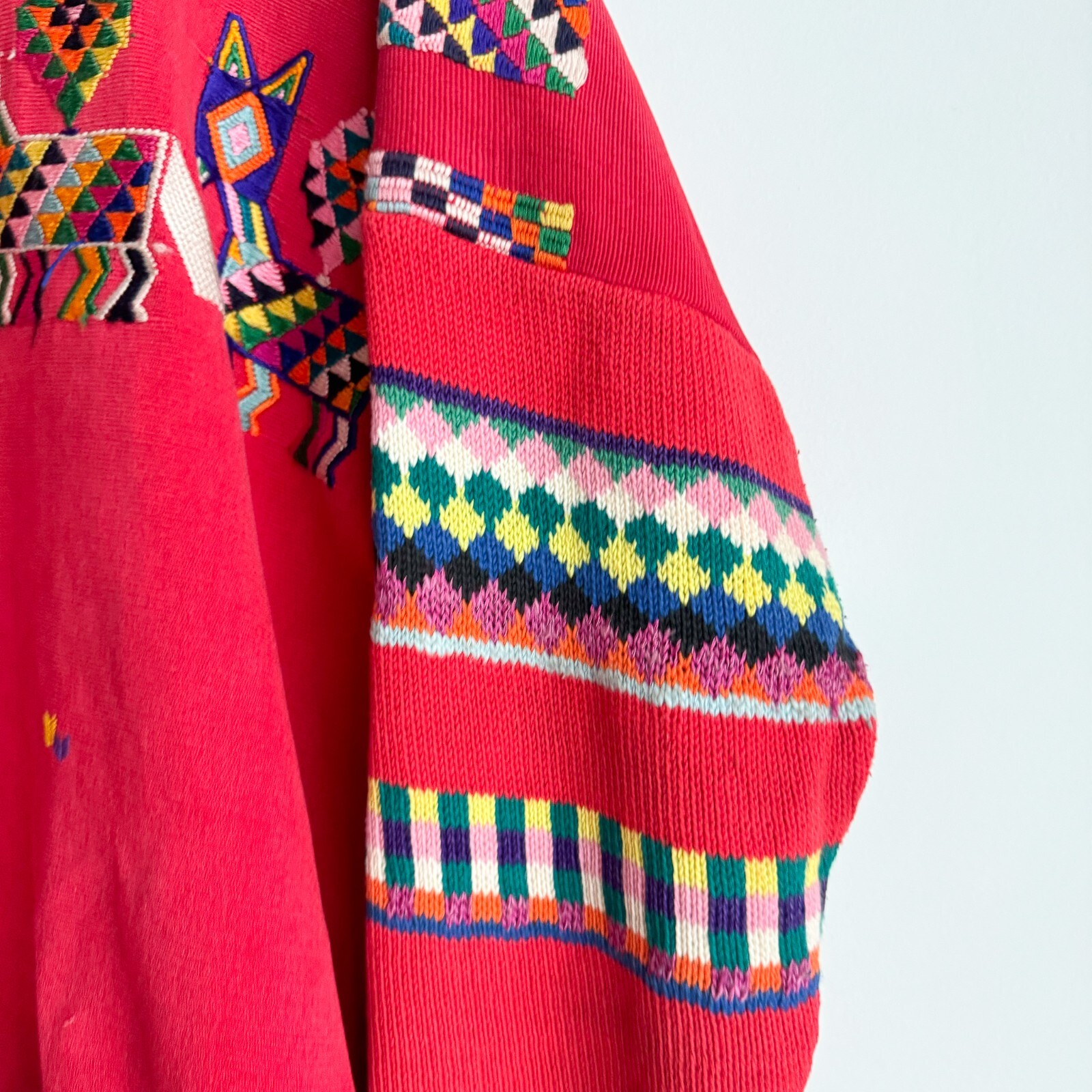 Vintage 1970s Embroidered Bomber Jacket Artesian Folk Art Tribal L/XL