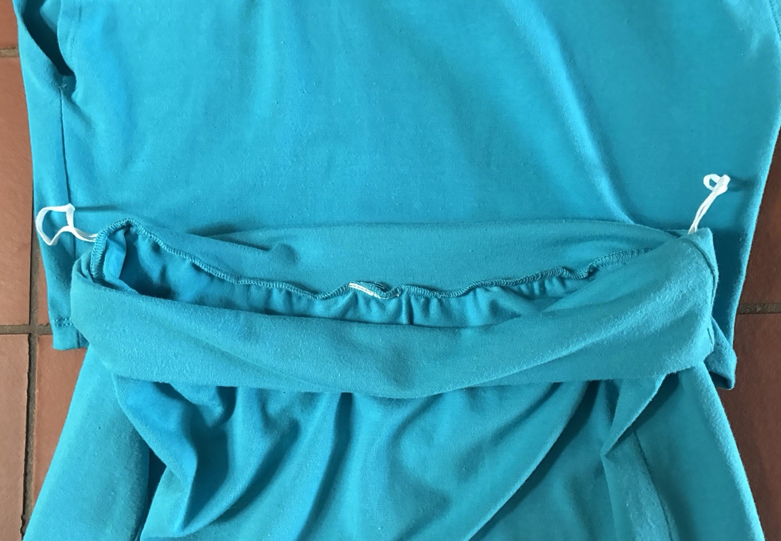 Vintage 80s 90s Turquoise Spandex Two-Piece Set Cap Sleeve Crop Top Pencil Skirt