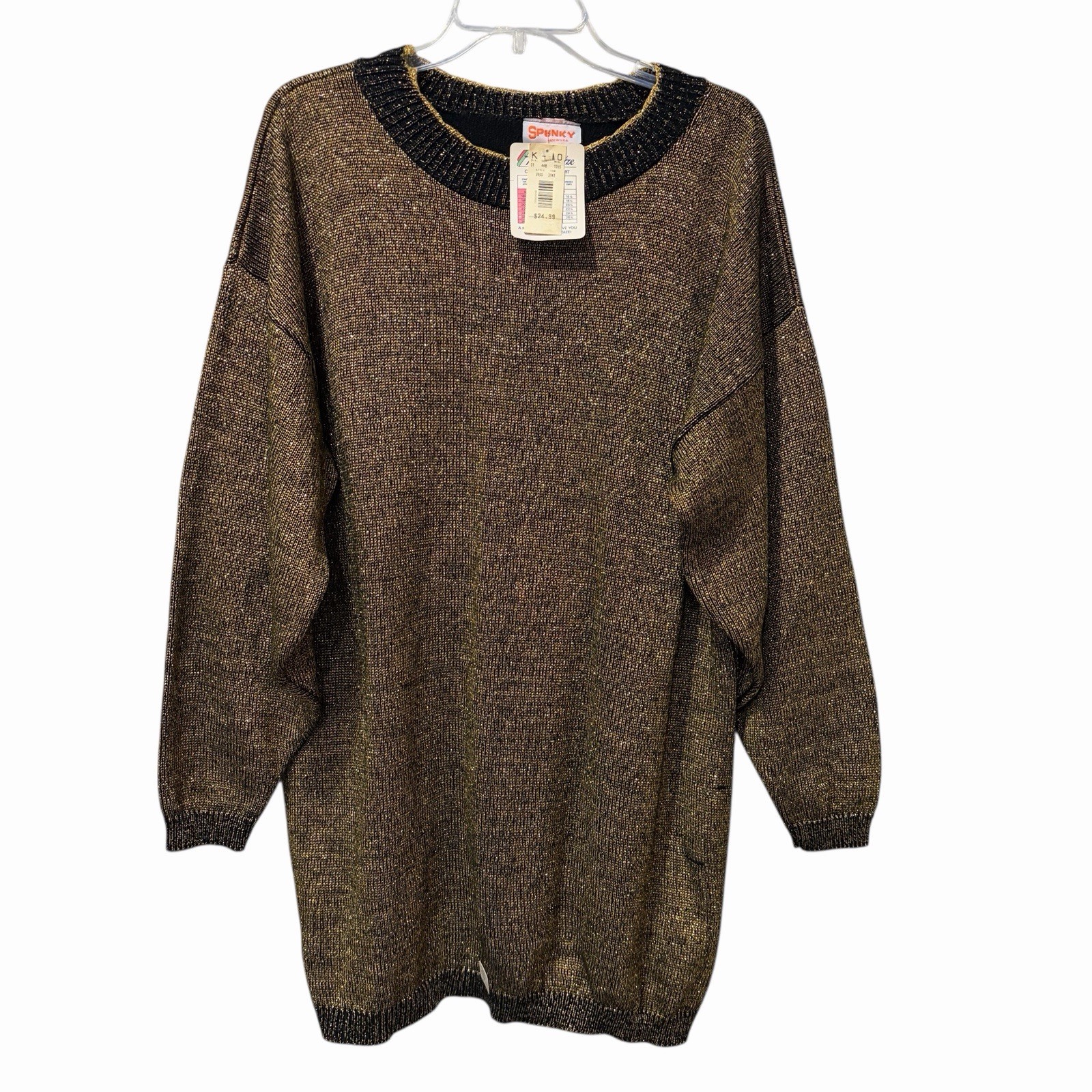 NEW Vintage Spunky sweater Gold Black Size 2XL Long Knit Party Metallic 80s 90s