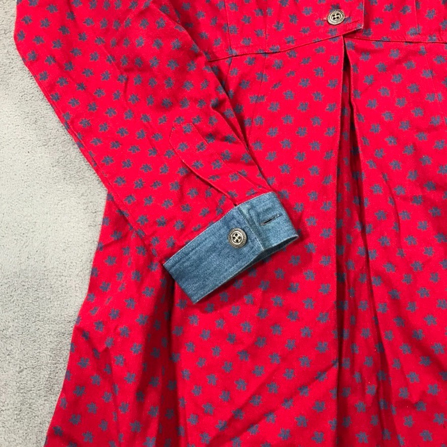 Vintage Susan Bristol Dress Womens 8 Floral Denim Trim Western Farm Prairie 90s