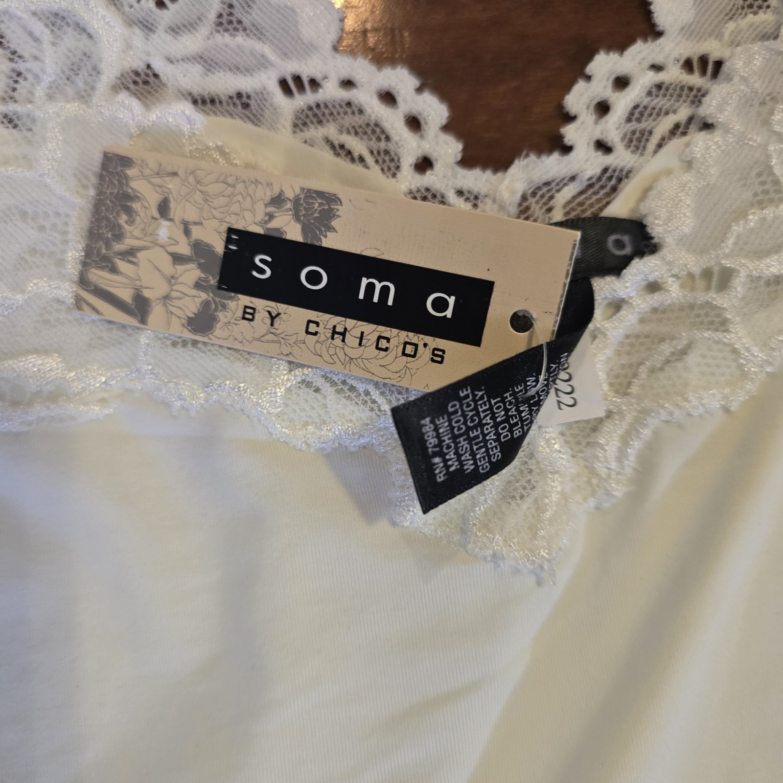 Soma By Chicos Ivory Lace Trim Lingerie Set camisole and slip Vintage Romantic