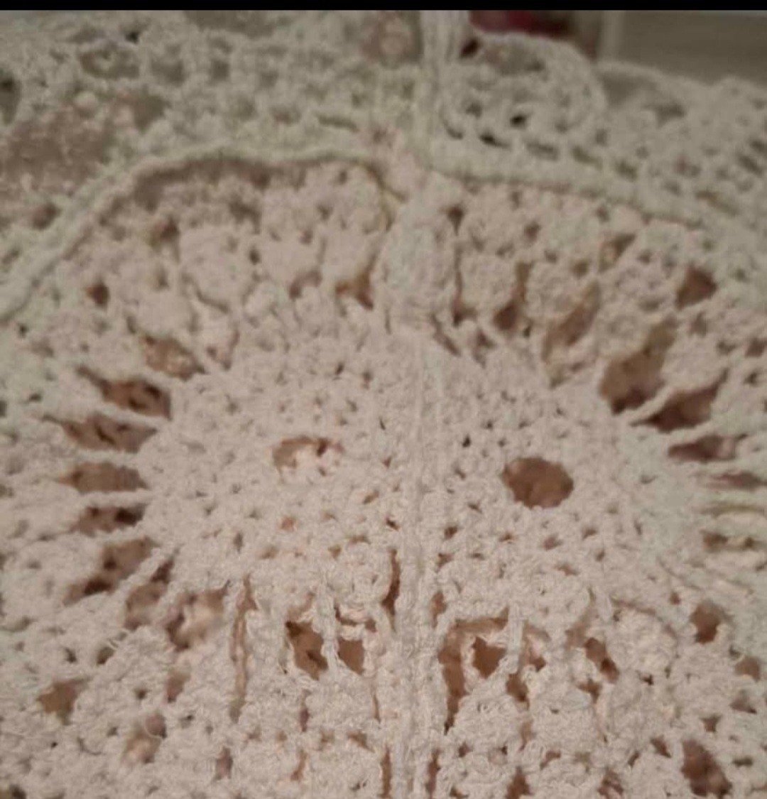 Genuine Vintage 60’s Crochet Off White Boho Chic Long Maxi Dress Hippy size XL
