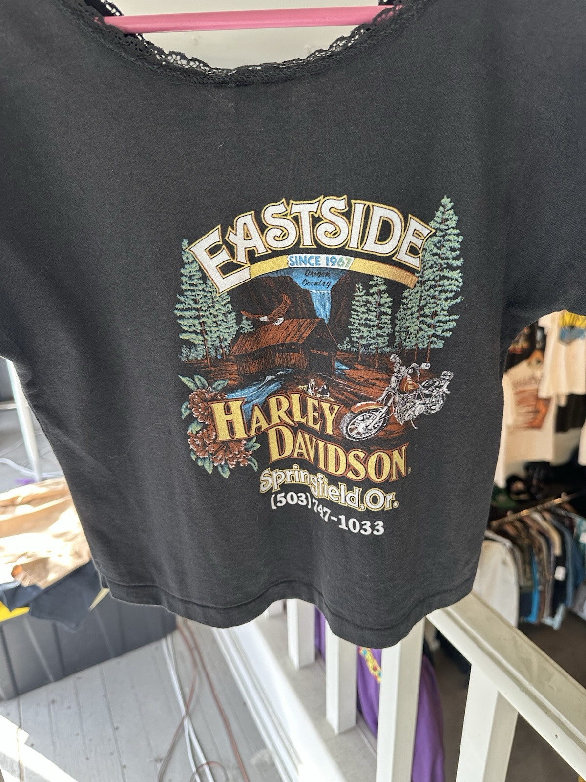 1990 Harley Davidson 3D Emblem Crop Top