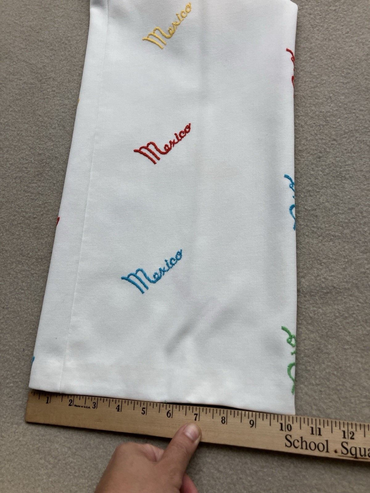 Vintage Poly Knit Resort Pants Wide Leg Villa Trousers Chain Stitch Souvenir S