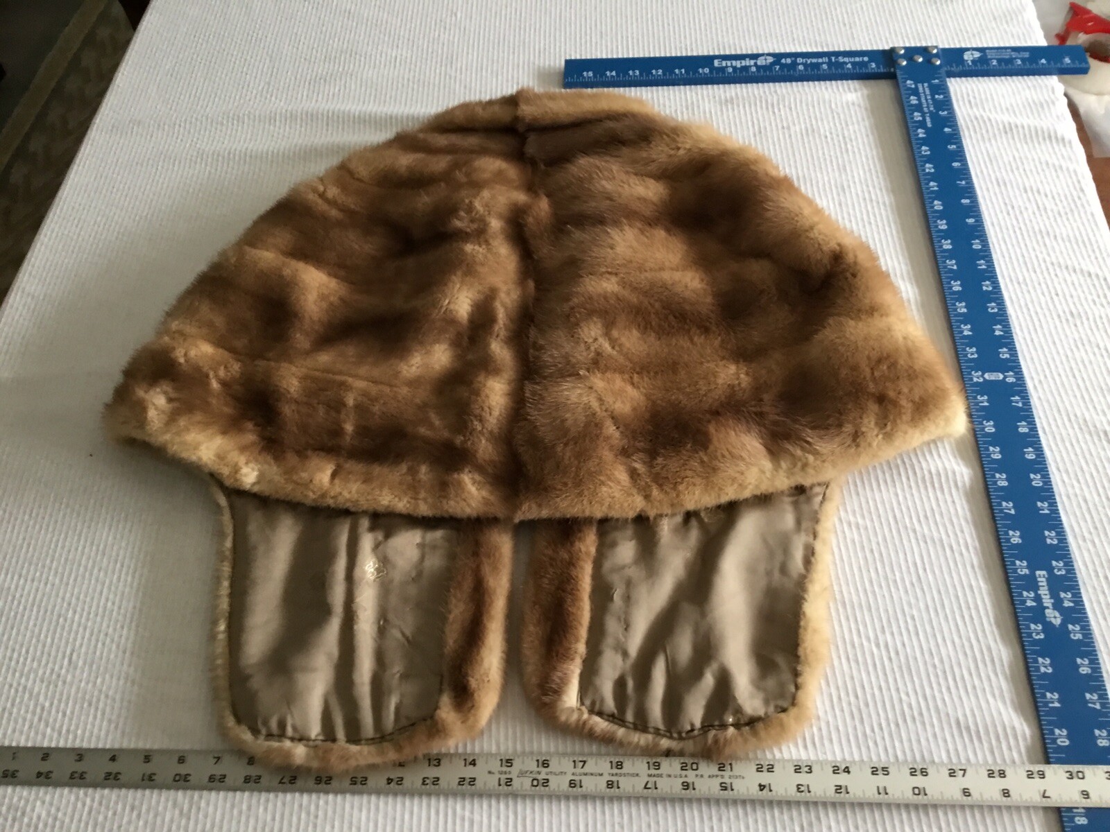Vintage Mink Stole tan Schimmel Furs St. Louis Union Made 1955 Pockets Initials