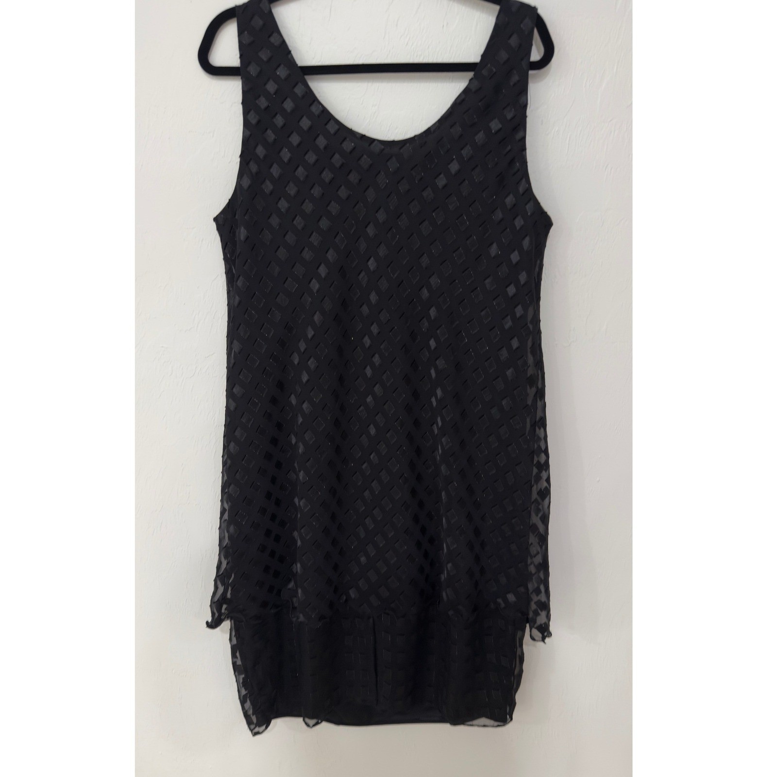 Jeffrey & Darla Vintage 90s Black Diamond Burnout Shift Dress 18W