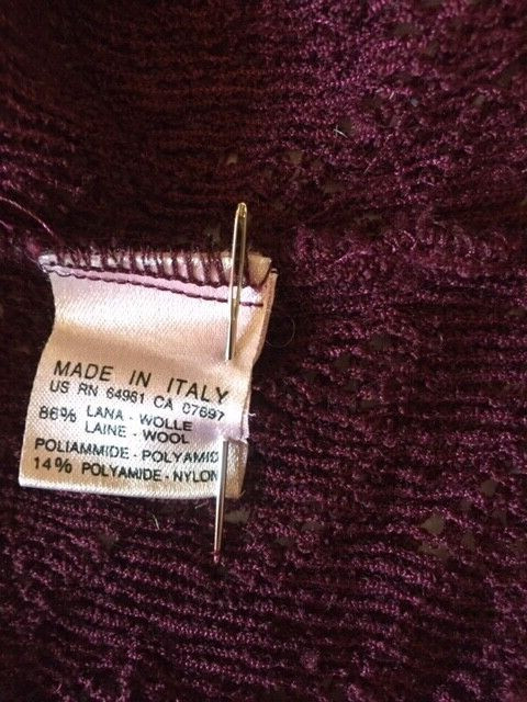 Lace from wool dress, Sisley, size s, colour burgundy, vintage