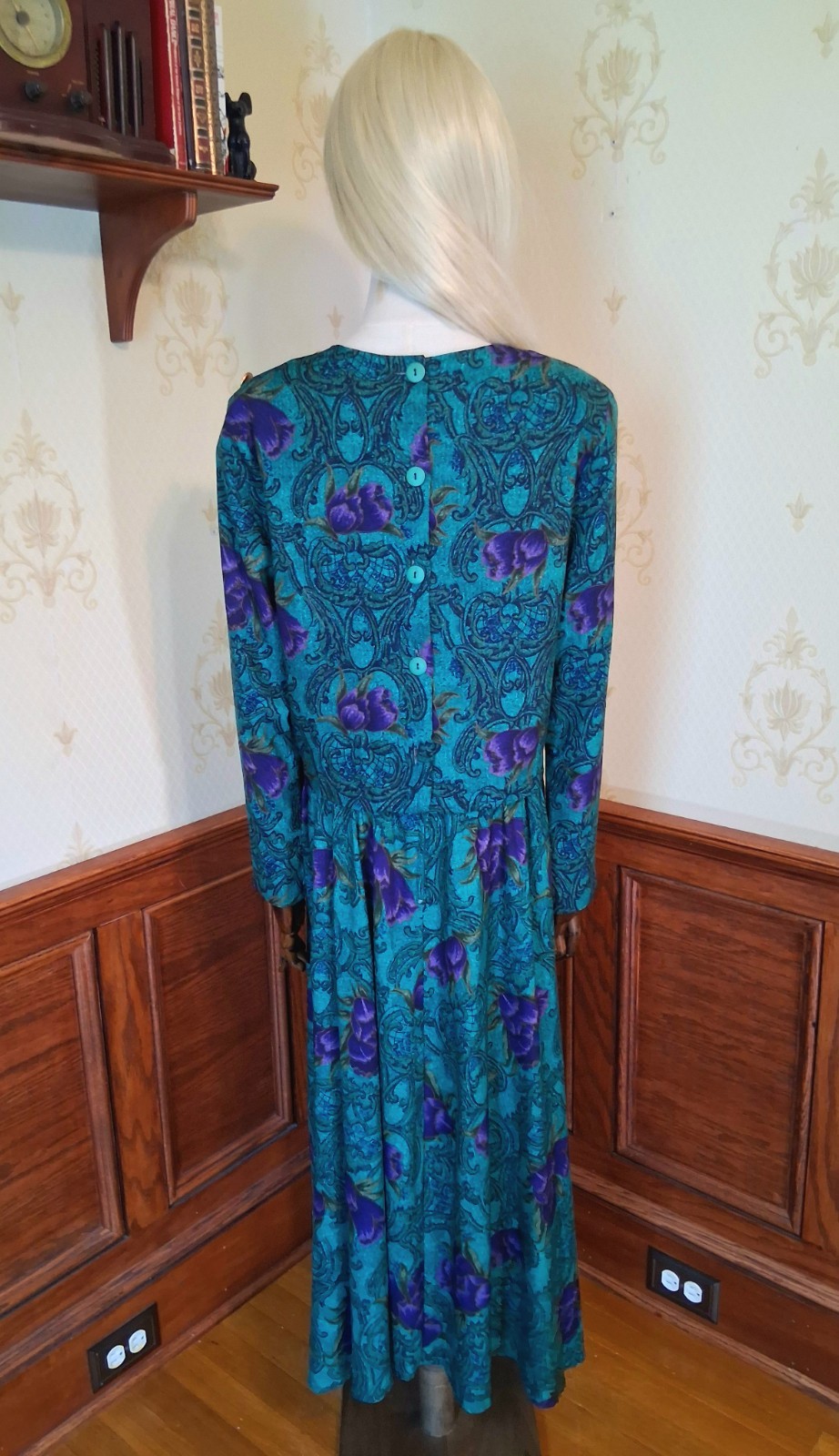 Vintage 1980s JJ Nicole Jewel Tone 2-Piece Puff Sleeve Mob Wife Secretary Dress